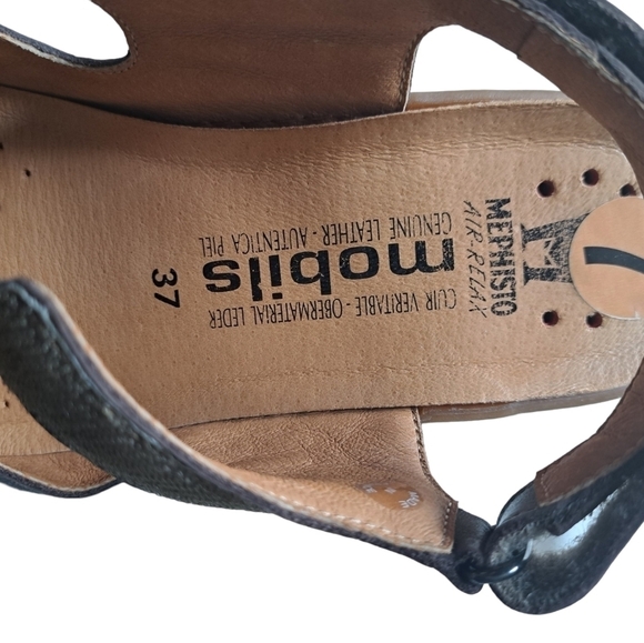 MEPHISTO MOBILS Air relax bronze leather sandals block heel strappy Made France - Picture 14 of 16